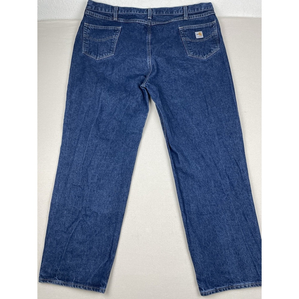 Carhartt Men's Relaxed Fit Cat 2 Jeans 46 X 32 Medium‎ Blue Wash Work RN# 14806